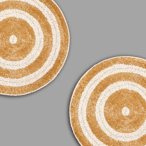 Handmade Beads Placemat, Gold And White Placemats, Designer Charger Plates 13X13 Inch