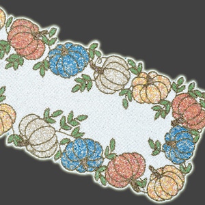 Multicolor Halloween Pumpkin Table Topper, Handmade Beaded Fall Table Runner, Autumn Tableware 13X36 Inch