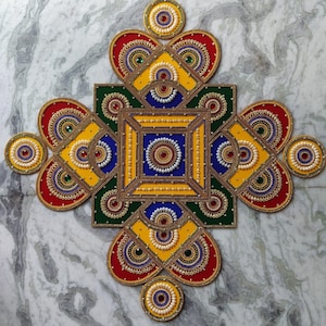 Handmade Rangoli, Acrylic Rangoli, Traditional Rangoli, Religious Rangoli For Home And Temple Decor 27X27 Inches image 1