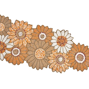 Runner da tavolo con perline fatto a mano, runner da tavolo con motivo a girasole, stoviglie primaverili 13 x 36 pollici
