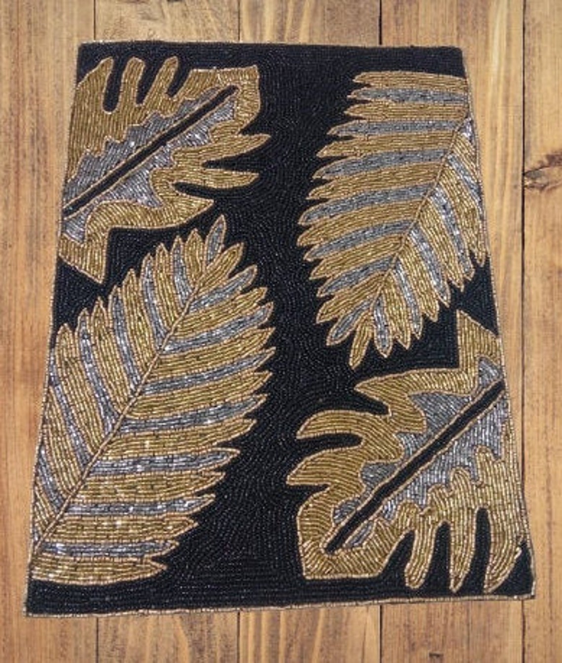 Fall Table Runner/ Handmade Table Runner/ Beaded Leaves Table Etsy