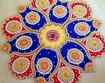Indian Handmade Acrylic Rangoli for home And Temple Decor, Traditional Multicolor Adjustable Rangoli