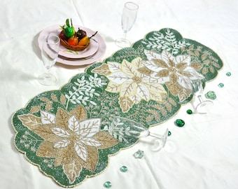 Handmade Beads Table Runner, Floral Table Runner, Designer Tableware 13X36 Inch