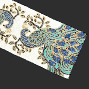 Handmade Beads Table Runner, Peacock Design Table Runner, Designer Tableware 13X36 Inch