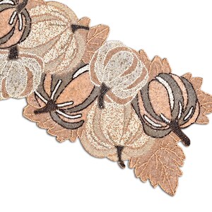 Handmade beaded Fall Table Runner, Halloween Pumpkin Table Topper, Autumn Tableware 13X36 Inch