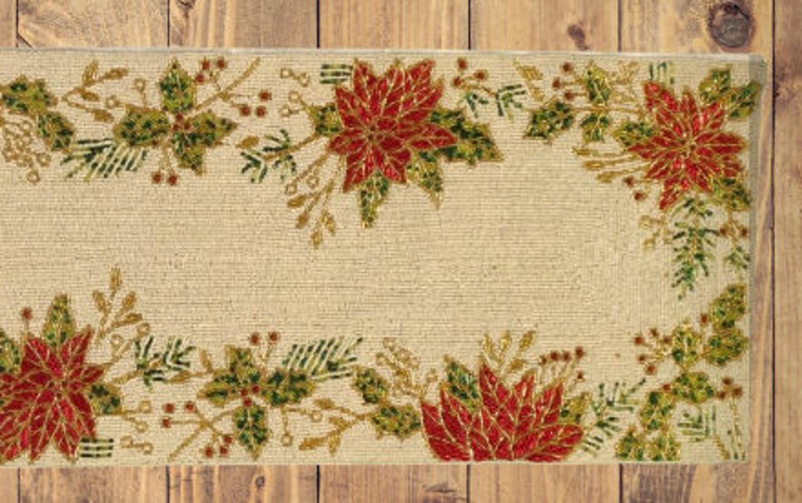 Christmas Designer Table Runner/ Handmade Table runner/ Beaded Etsy