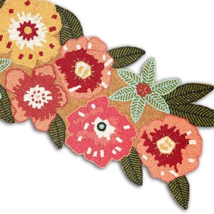 Runner da tavolo floreale multicolore, runner da tavolo con perline fatte a mano, stoviglie primaverili 13x36 pollici
