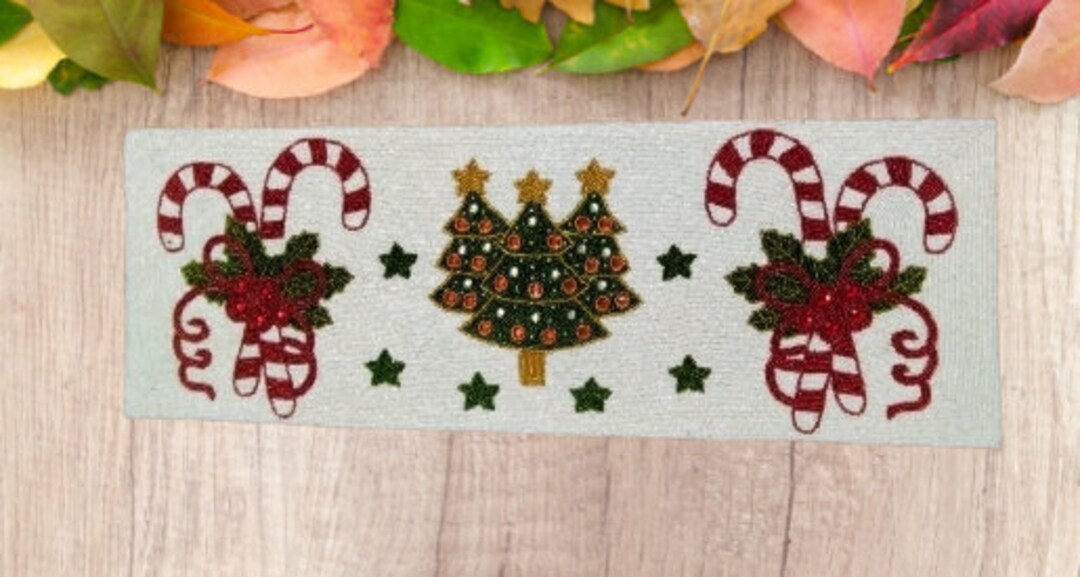 Handmade Beaded Table Runner Christmas Stick Table Runner Etsy
