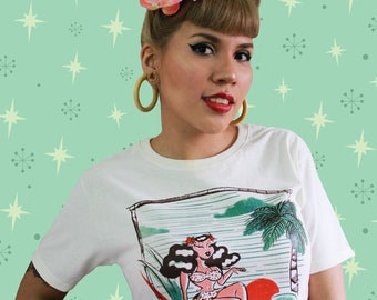 T-shirt tiki/ rockabilly/ retro/ unisex t-shirt/ Retro Tiki/ Tiki Vintage / Hula girl / T-shirt pinup/ Vintage inspired