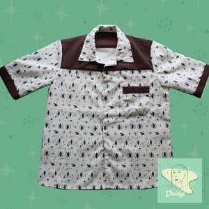 Camisa atomica / 50s style/ Mid Century Modern/ Camisa cafe/ Camisa Rockabilly/ Atomic age clothes/ Camisa estilo años 50