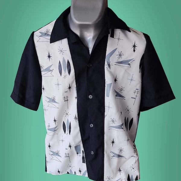 Atomic shirt / 50s style/ Mid Century Modern/ Lilac shirt/ Rockabilly shirt/ Atomic age clothes/ 50s style shirt