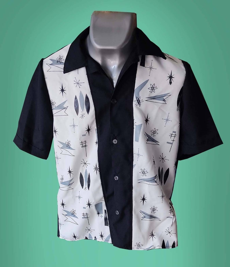 Atomic Shirt / 50s Style/ Mid Century Modern/ Lilac Shirt/ Rockabilly ...