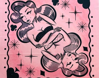 Retro bandana / Pinup bandana / Vintage scarf / Rockabilly accessories / Vintage accessories