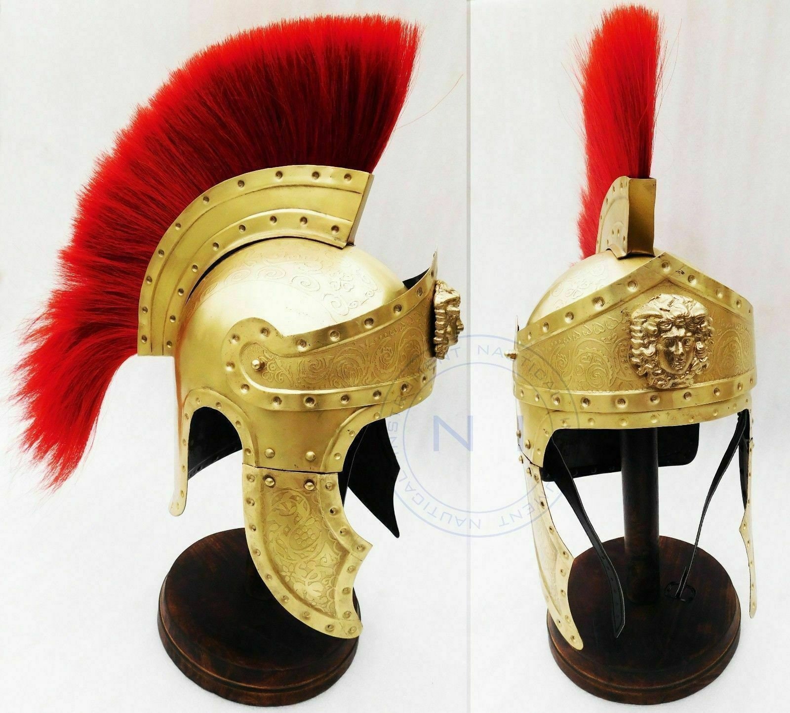 Collectibles Vintage Medieval Natural Helmet Horse Hair YELLOW Plume Replica 
