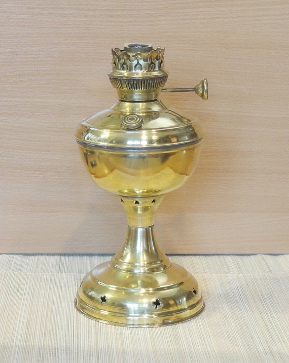 Kerosene Lamp Made of Brass Restored Without the Glass Chimney Etsy