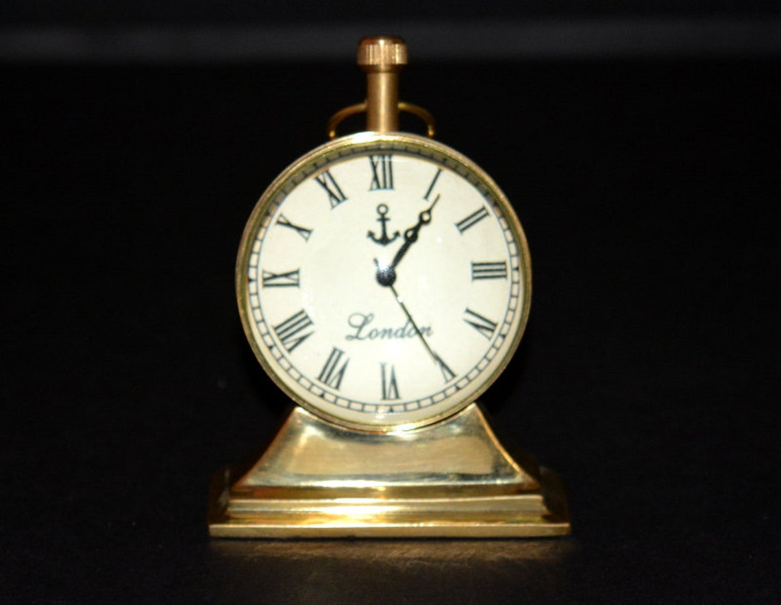 Vintage table top Brass Clock desk top antique collectible Etsy