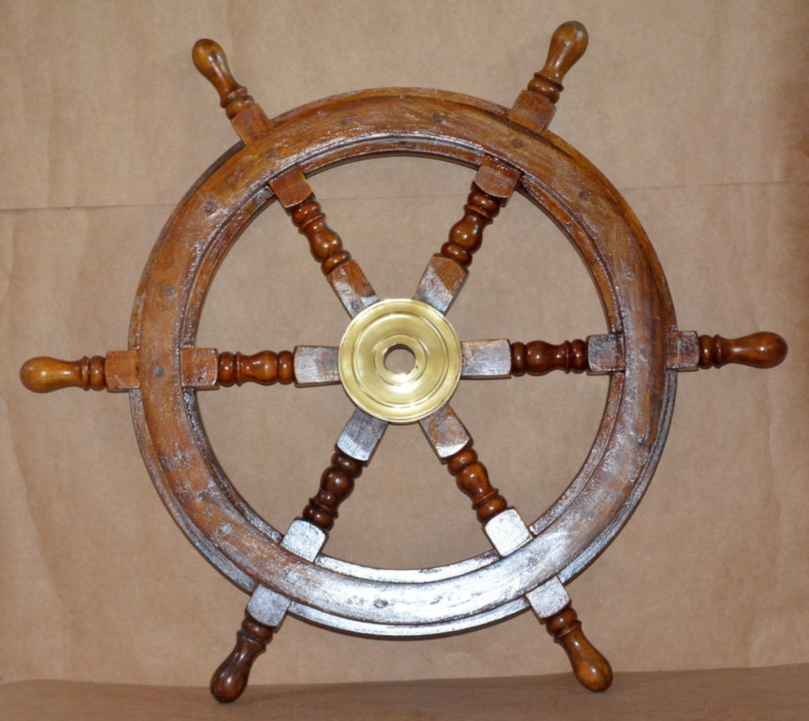 Antique Replica Pirates Ship's Wheel 6 Spoke Wooden Wheel - Etsy