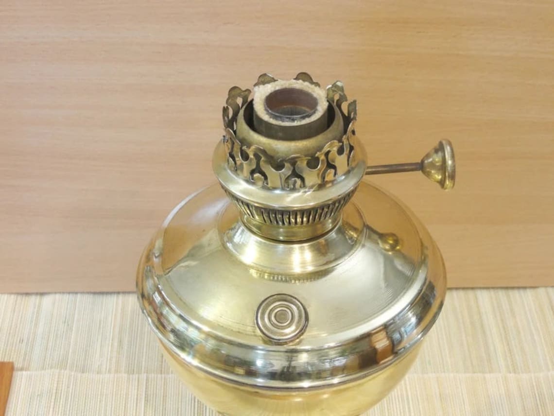 Kerosene Lamp Made of Brass Restored Without the Glass Chimney Etsy