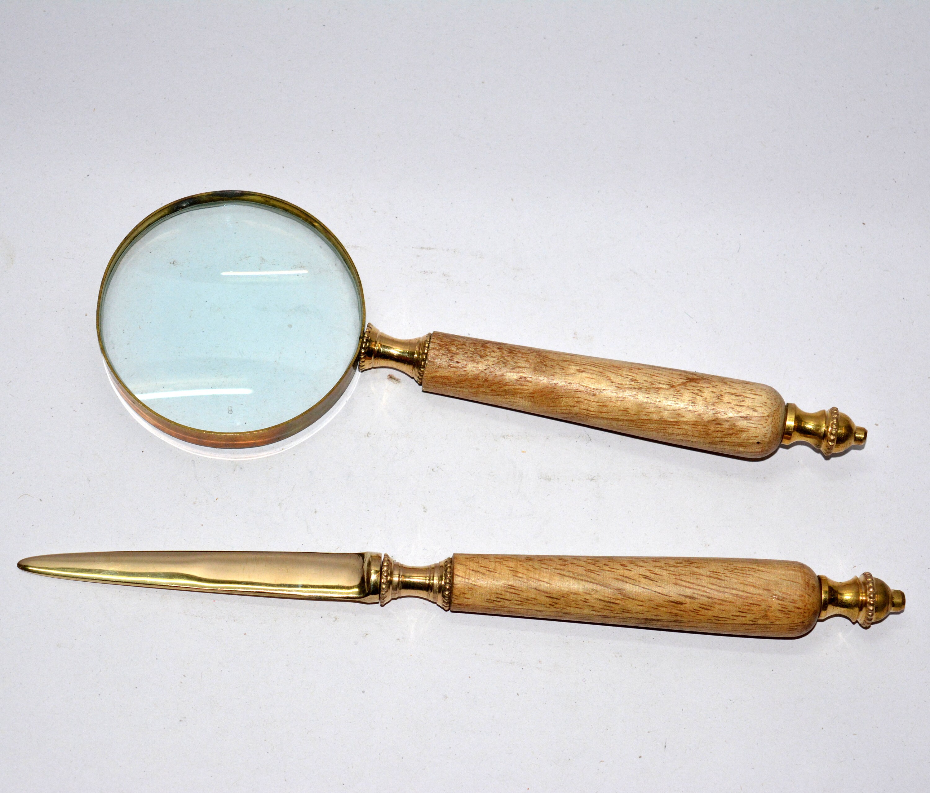 Antique vintage wooden handle brass magnifier glass magnifying Etsy