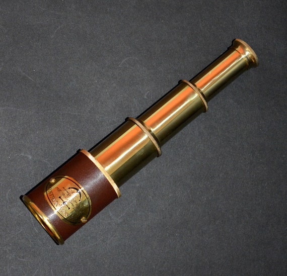 Antique vintage brass 15" telescope leather maritime marine spyglass scope gift 