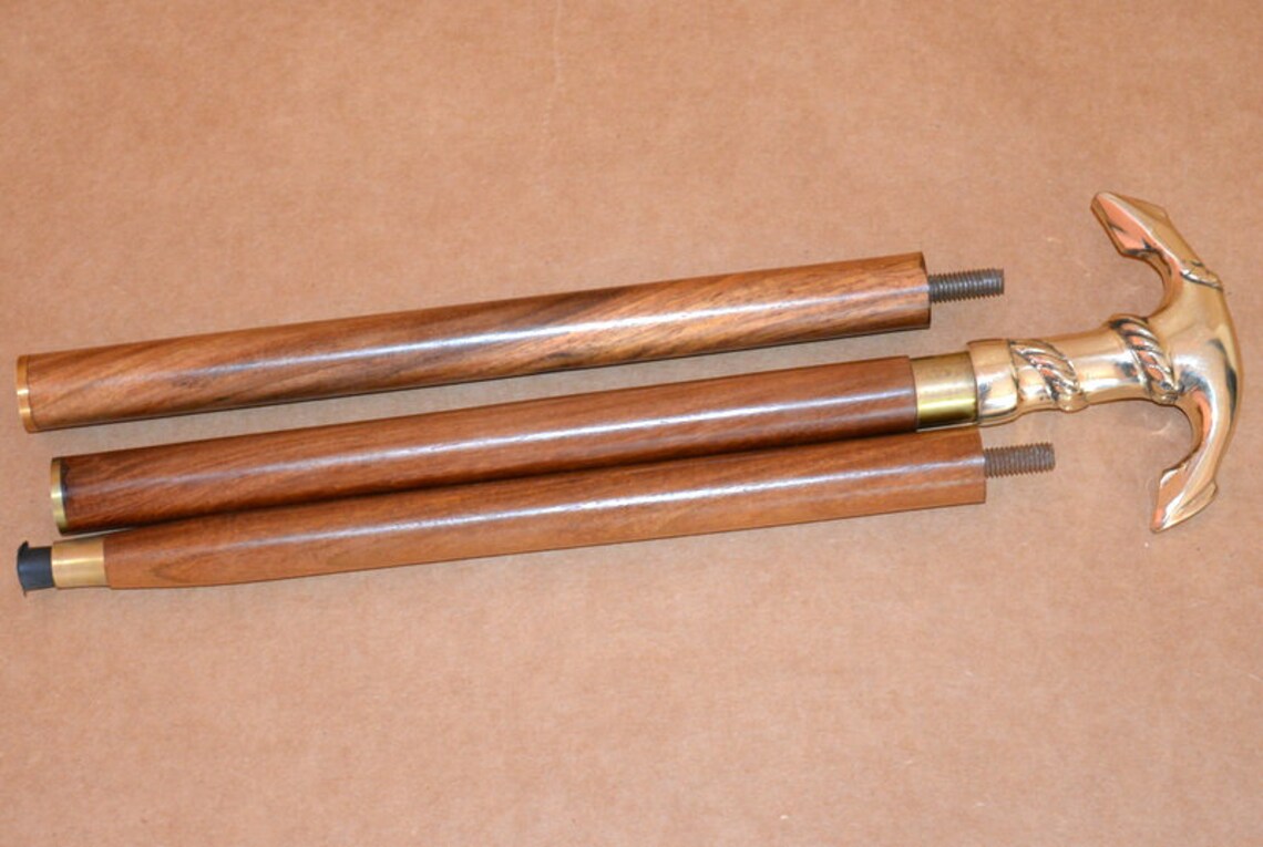 Antique Vintage Brass 36 Walking Stick Anchor Handle Etsy