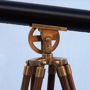 39"nautical Brass Telescope Floor Standing Antique Harbor Master Telescope On Tripod Wooden