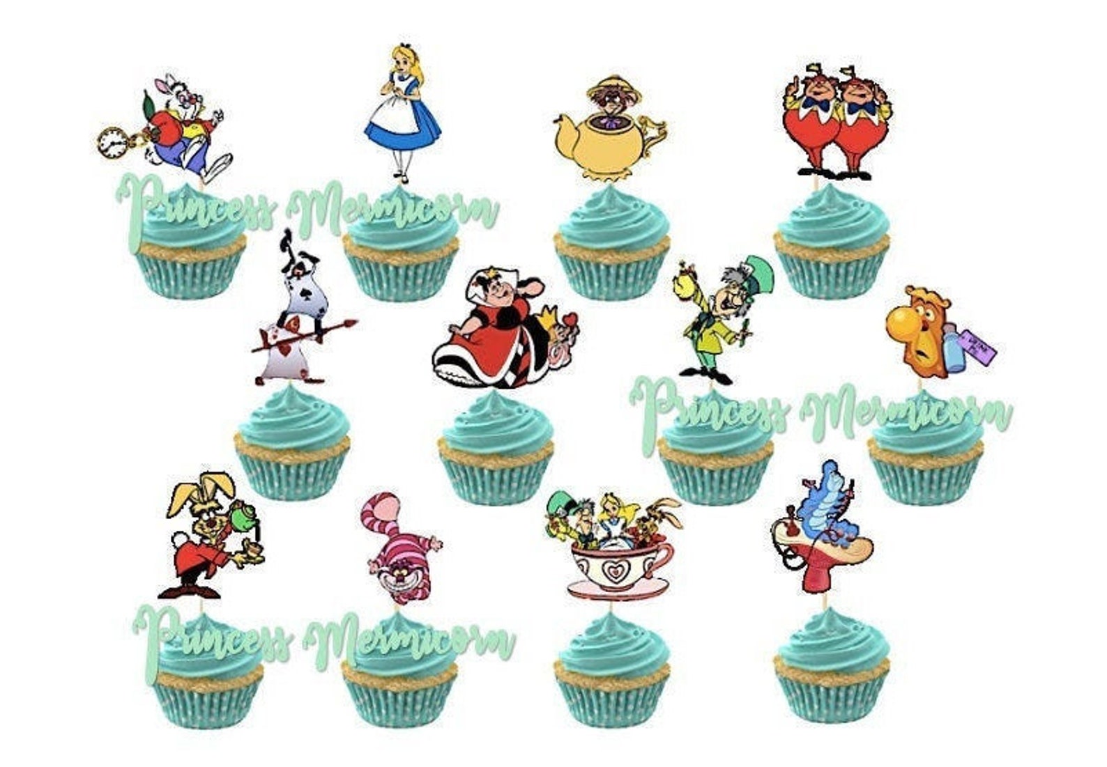 Alice In Wonderland Cupcake Topper Etsy
