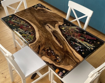 Blumen Epoxidharz Tisch, Blumen Schreibtisch, Küchen Esstisch, Esszimmer Schreibtisch, Holztisch, neue Wohnmöbel, Sondergröße