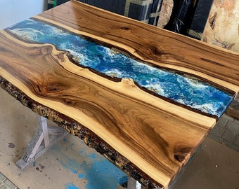 Epoxy Resin Dining Table, River Epoxy Dining Table, Live Edge Epoxy Table, Resin Dining Room Table, Epoxy Dining Table, Epoxy River Table