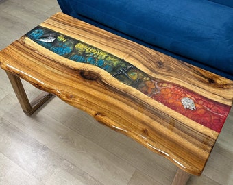 Mesa epoxi de naves espaciales, mesa espacial cósmica, decoración temática del espacio del cielo estrellado, mesa Art Déco, arte de resina epoxi del universo, mesa personalizada de naves espaciales