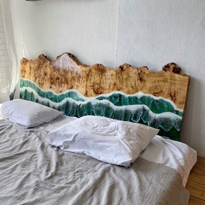 Live Edge Wooden Headboard, Epoxy Resin Headboard, Custom Size Headboard, Queen, King Bad Headboard, Hanging Headboard Panel, Bedroom Decor