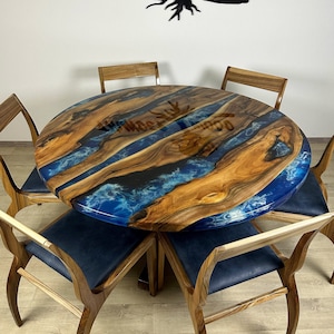 Dining Set for 6 Round Table, Apartment Dining Room, Resin Dine Table, Kitchen Table, Dining Room Table