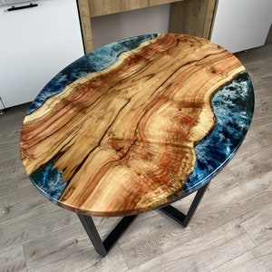 Oval Kitchen Table, Oval Epoxy Dining Table, Wooden End Table, Live Edge Table, Rustic Side Table, Custom Size Epoxy Wood Table