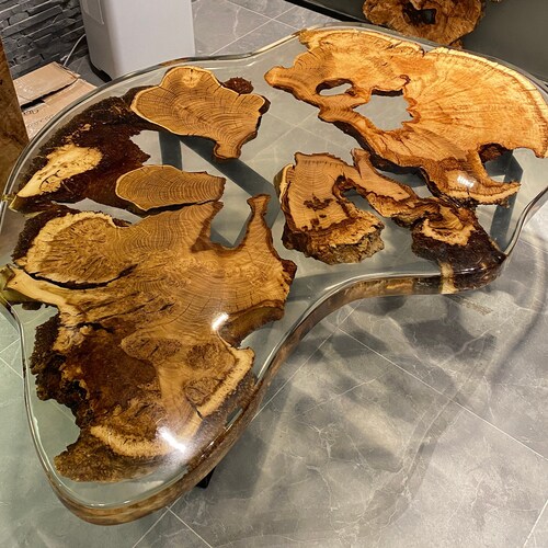 Chesnut Clear Resin Coffee Table Etsy