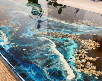 Dining Table, Black Epoxy Table, River Table, Epoxy Resin Table, 100% Handmade Table, Dining Table Top, Living Room Table