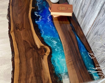 Holztisch, Fluss Epoxy Tisch, moderner Esstisch, natürliche Wohnkultur, Office Home Tisch, Naturholz, Loft-Stil, Holz Loft Design