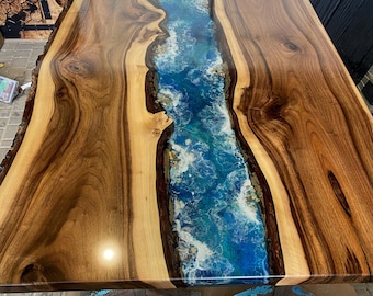 Epoxy Resin Dining Table, River Epoxy Dining Table, Live Edge Epoxy Table, Resin Dining Table, Epoxy Dining Table, Epoxy River Table