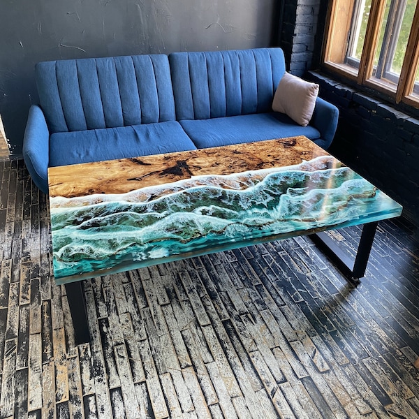 Epoxy Resin Table, Made to Order Table, Custom Dining Table, Ocean Design, Wood Epoxy Art, Coffee Table, Resin Art, Epoxy Table, Resin Table