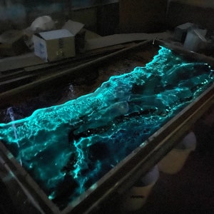 Fluorescent Epoxy Resin Table, Glow Epoxy Resin Table, Custom Dining Table, Ocean Wave Coffee Table, Handmade Resin Art Table, Special Table