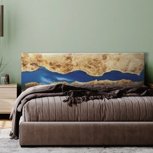 Wooden Headboard King Queen Bed, Epoxy Headboard for Bed, Home Decor, Mount Queen Headboard, Floating Headboard, Wooden Headboard Wall Mount