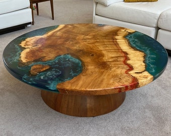 Custom Epoxy Round Table, Wood Dining Table, Custom Made Epoxy Center Table, Round Dine Table, Modern Epoxy Table, Round Epoxy Table