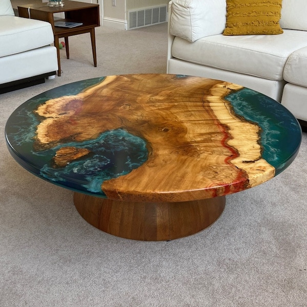 Custom Epoxy Round Table, Wood Dining Table, Custom Made Epoxy Center Table, Round Dine Table, Modern Epoxy Table, Round Epoxy Table