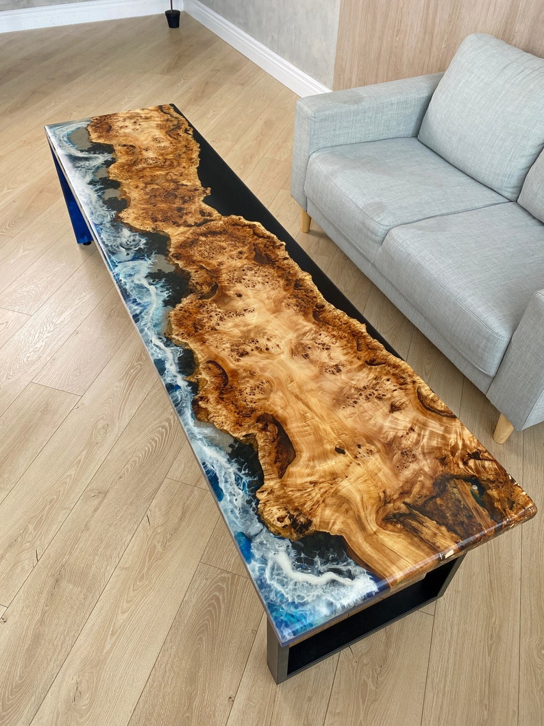 Epoxy Resin Waterfall Table Ocean Wave Living Room Table Etsy