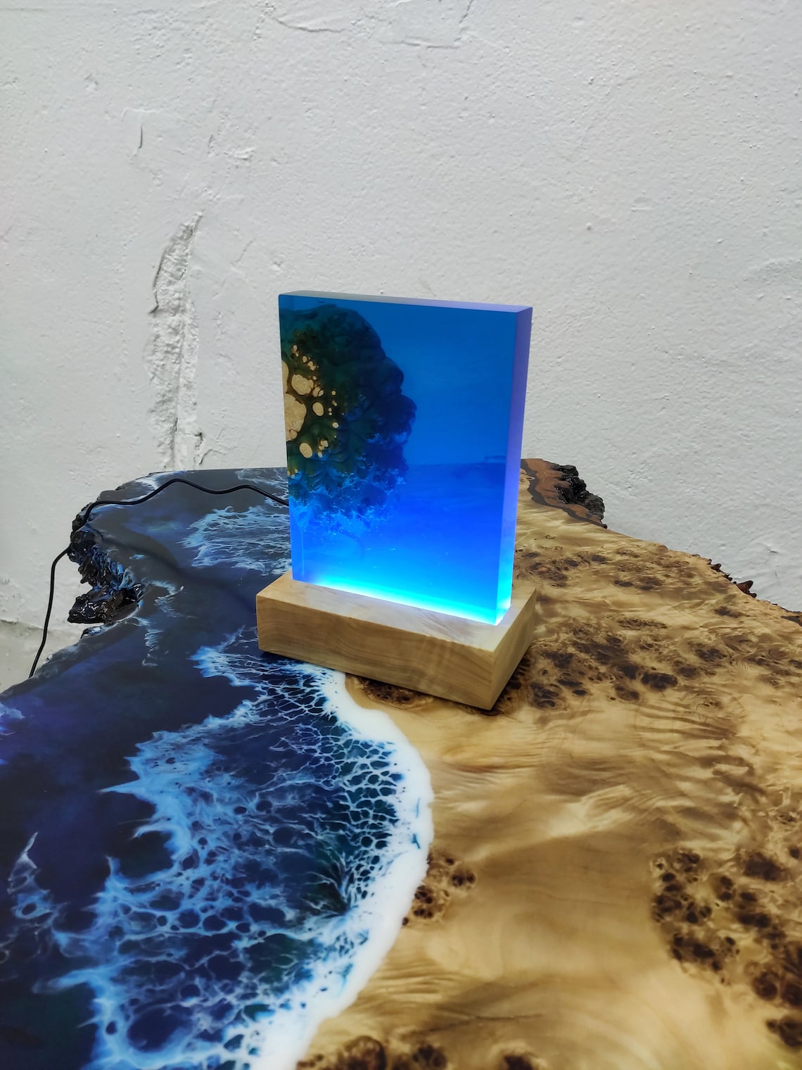 Epoxy Resin Light Lamp Night Light Lamp Epoxy Resin Wood Etsy