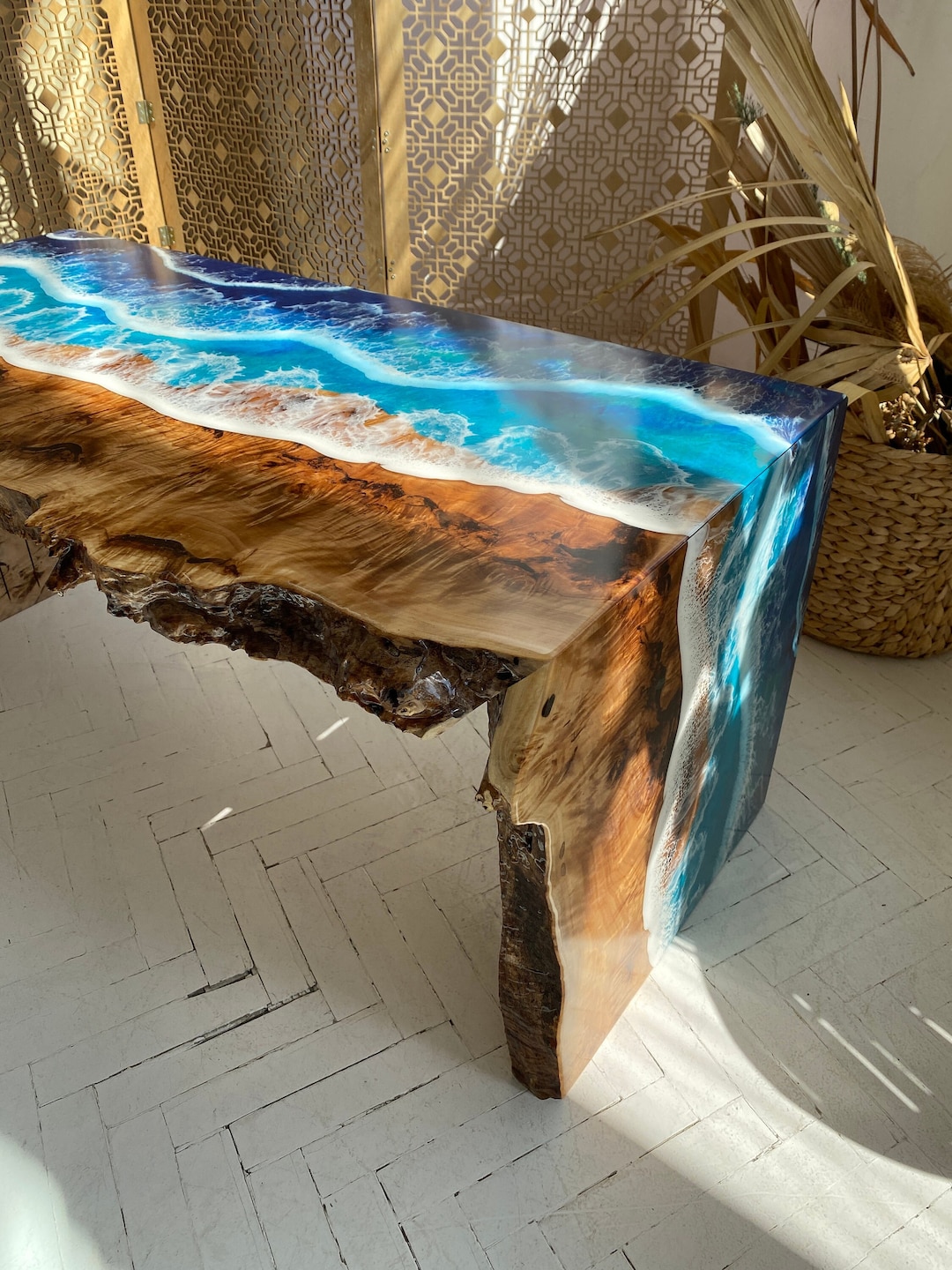 Epoxy Resin Coffee Table, Live Edge Coffee Table, Handmade Coffee Table ...