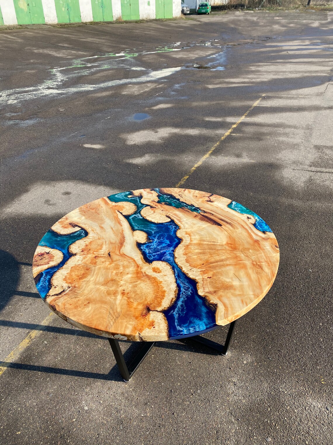 Custom Round wood table Epoxy resin art Handmade table Etsy