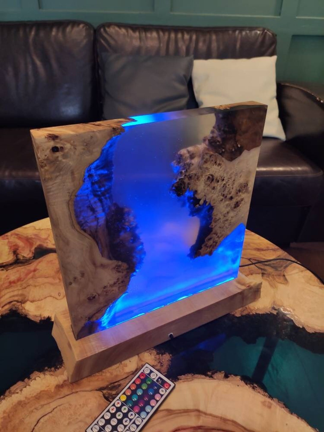 Epoxy Lamp Epoxy Resin Wood Night Light Lamp Loft Boho Etsy