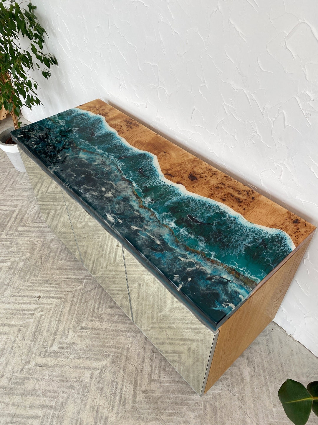 Epoxy Resin Buffet Epoxy Media Console, Epoxy Credenza, Extra