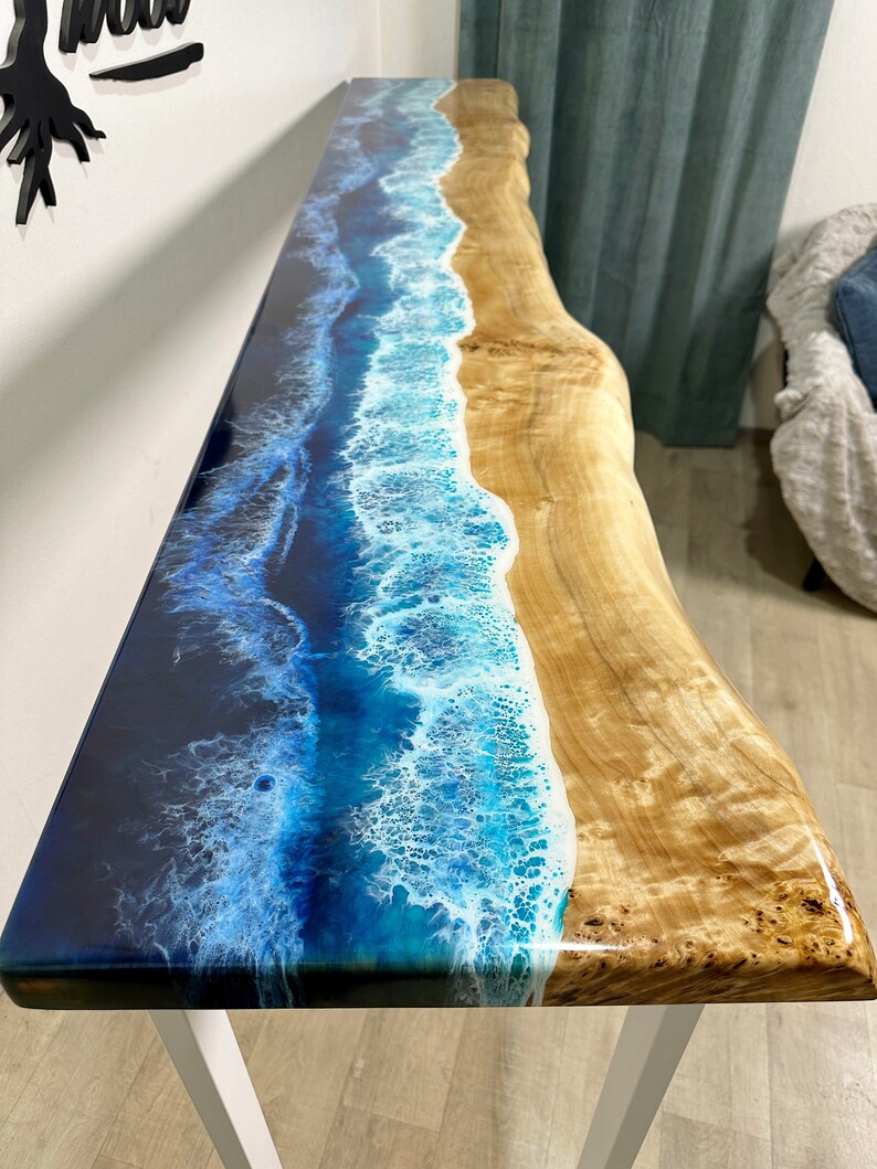 Console Table Ocean Epoxy, Entryway Table, Narrow Console Table, Live ...