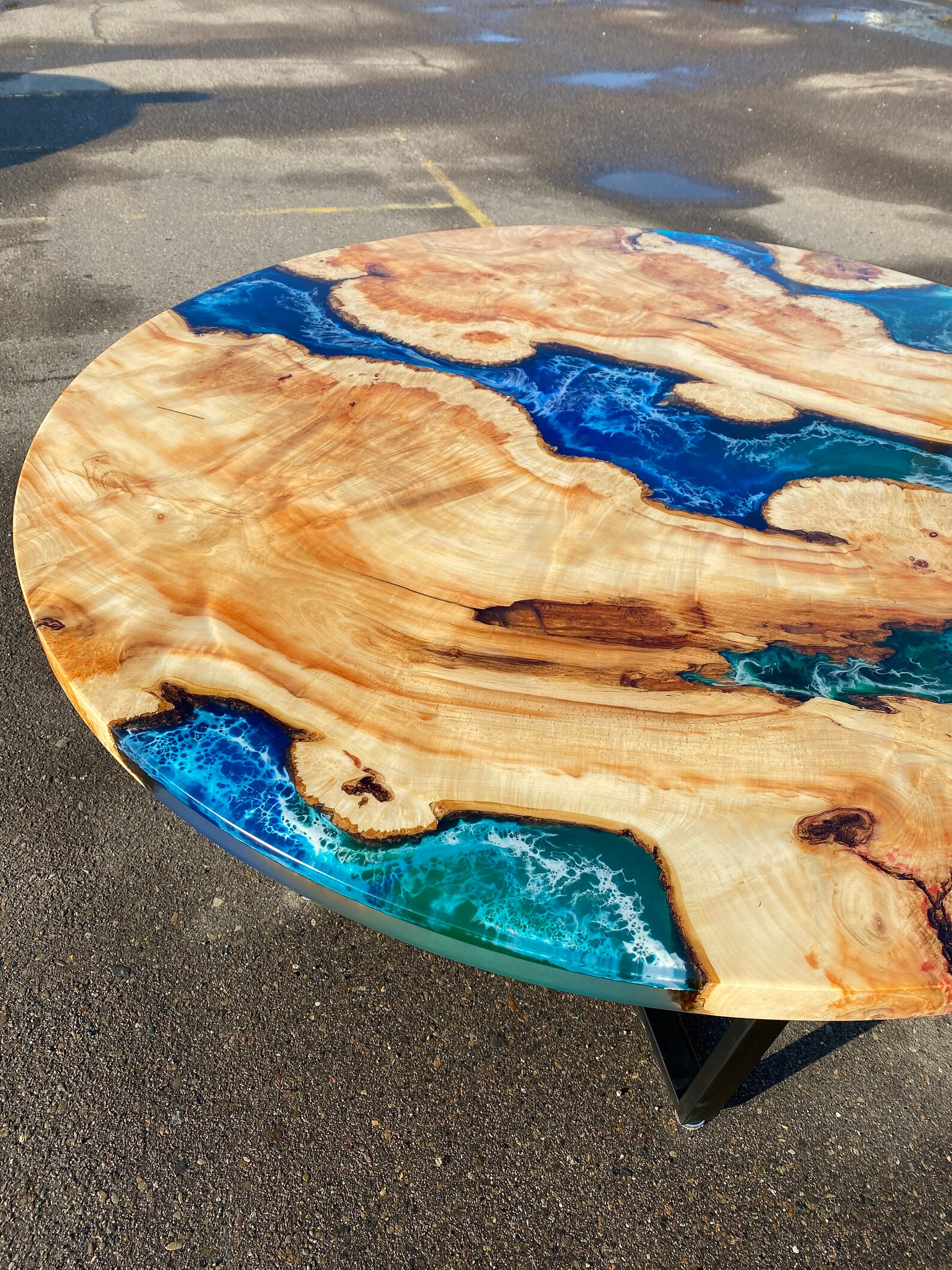 Custom Round Wood Table Epoxy Resin Art Handmade Table Etsy